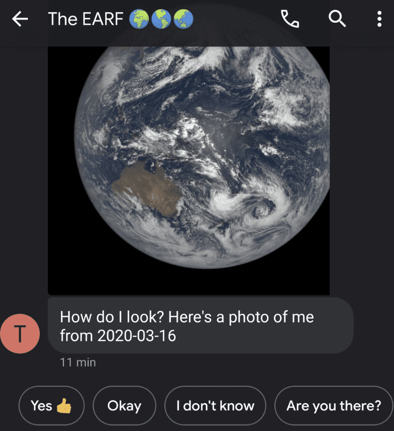 text message from earth